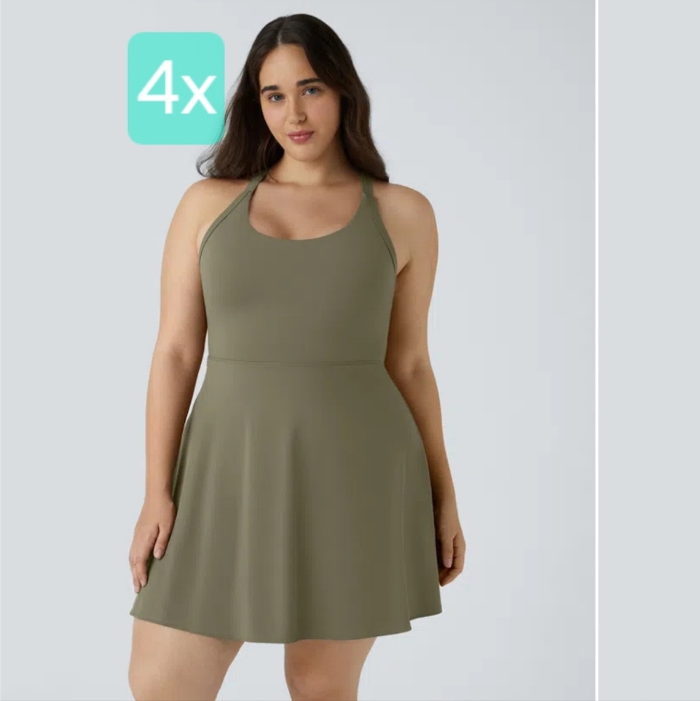 HALARA Green Fit and Flare Halter Mini Dress